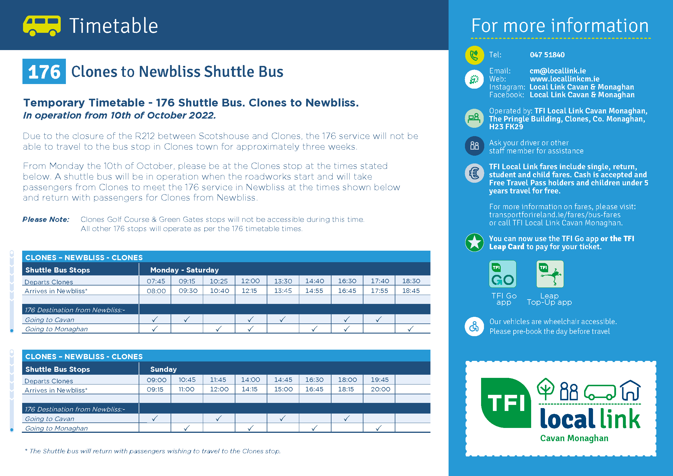 176 Shuttle Bus Timetable Sept 2022 Final 